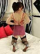 Cum jerk off with sexy MILF in black stockings