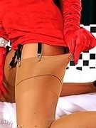 Horny leggy beauty Lily in sexy thin ff-stockings