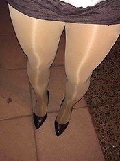 Upskirt porno black pantyhose, black thong, round white ass