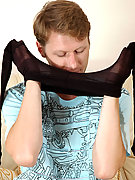 Freaky mom in barely visible hose teases a guy luring him into wild fucking