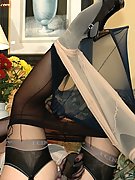 outdoor leather sheer panties and nylons - warning: mild toy play